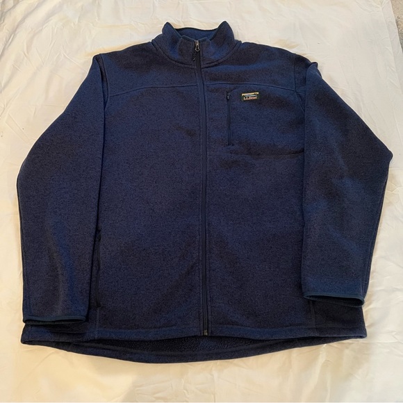 L.L Bean XXXL TALL Fleece Jacket Full Zip Navy Blue 504939 Slightly Fitted - Picture 1 of 4